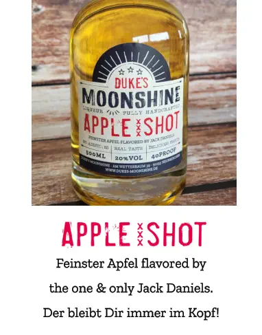 Feinster Apfel flavored by the one & only Jack Daniels. Der bleibt Dir immer im Kopf!